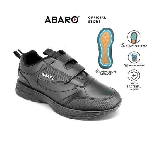 ABARO NameTech + GripTech 2333N School Shoes Name Your Shoes/PVC+Rubber Outsole/Kasut Sekolah Hitam/Kasut Unisex/??