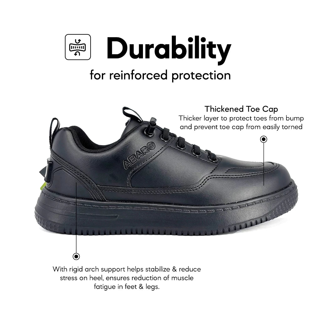 ABARO NameTech 2913N School Shoes Black Name Your Shoes/Kasut Sekolah Hitam/Kasut Budak