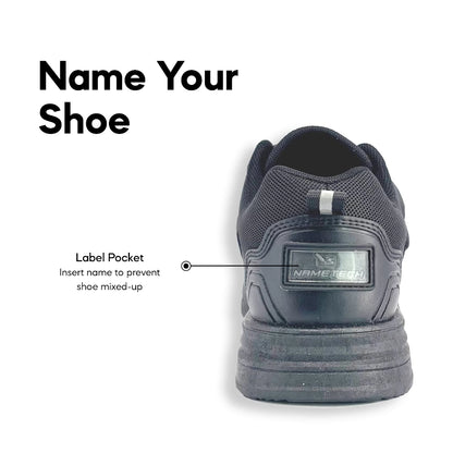 Abaro HideTech + GripTech + NameTech H2335N School Shoes Hidden GPS Pocket/NameYouShoes/Kasut Sekolah Hitam/Kasut Unisex