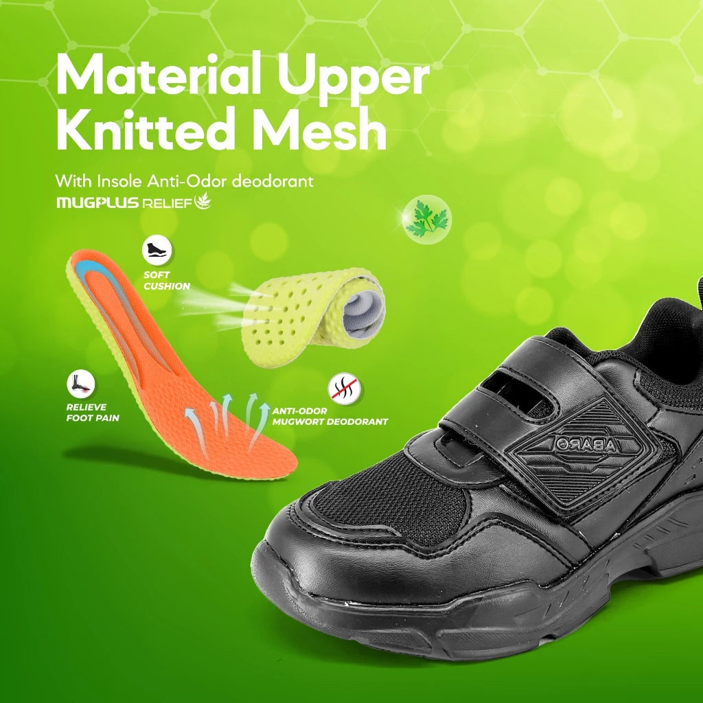 ABARO Breathable Mesh 2817N School Shoes Black Name Your Shoes/Kasut Sekolah Hitam/Kasut Budak/??