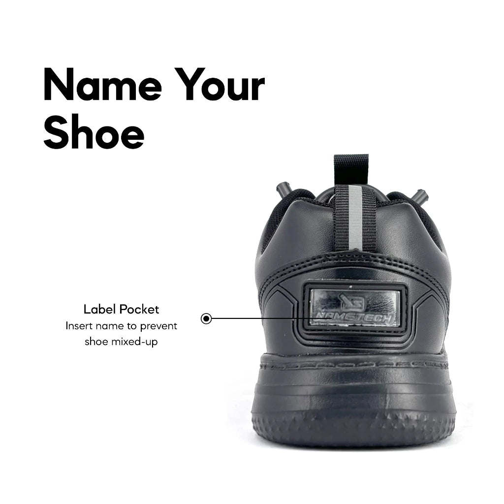 ABARO NameTech 2913N School Shoes Black Name Your Shoes/Kasut Sekolah Hitam/Kasut Budak