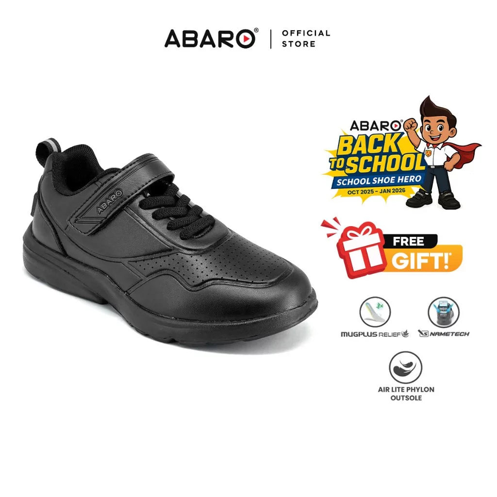 ABARO NameTech 2816N School Shoes Black Name Your Shoes/Kasut Sekolah Hitam/Kasut Budak/??