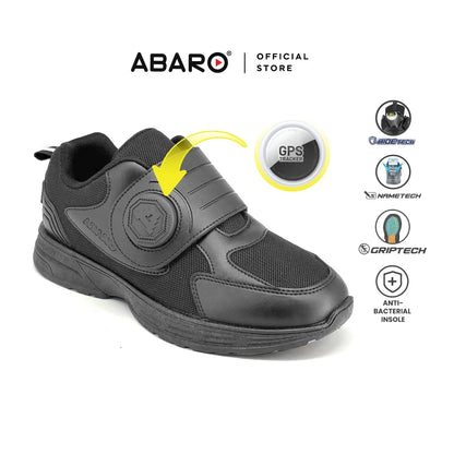 Abaro HideTech + GripTech + NameTech H2335N School Shoes Hidden GPS Pocket/NameYouShoes/Kasut Sekolah Hitam/Kasut Unisex