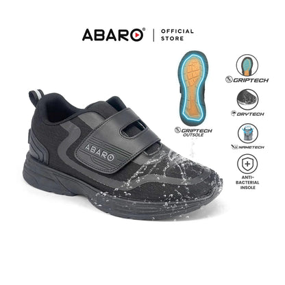 Abaro DryTech + GripTech + NameTech W2331N School Shoes Water Resistant/Name You Shoes/Kasut Sekolah Hitam/Kasut Unisex