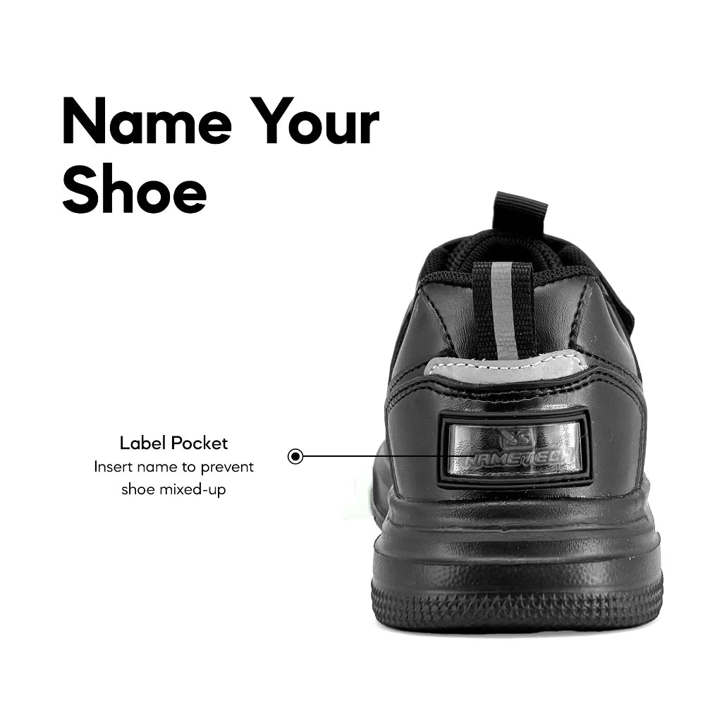 ABARO NameTech 2912N School Shoes Black Name Your Shoes/Kasut Sekolah Hitam/Kasut Budak