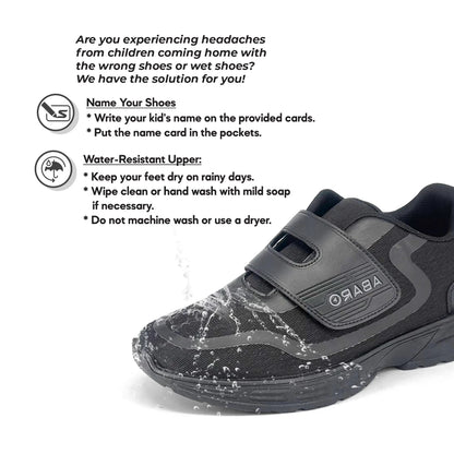 Abaro DryTech + GripTech + NameTech W2331N School Shoes Water Resistant/Name You Shoes/Kasut Sekolah Hitam/Kasut Unisex