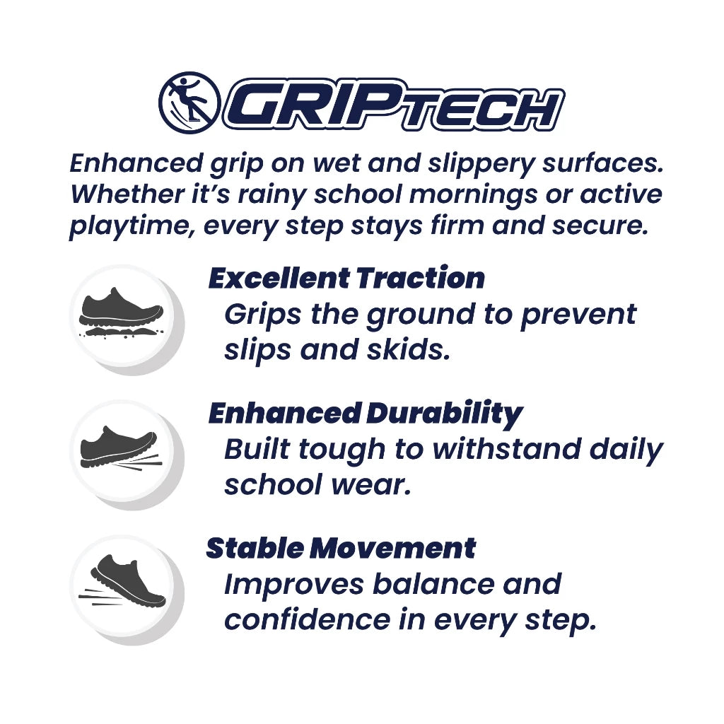 ABARO GripTech + HideTech H2279N Hidden GPS Pocket School Shoes/Kasut Unisex/Kasut Tulis Nama