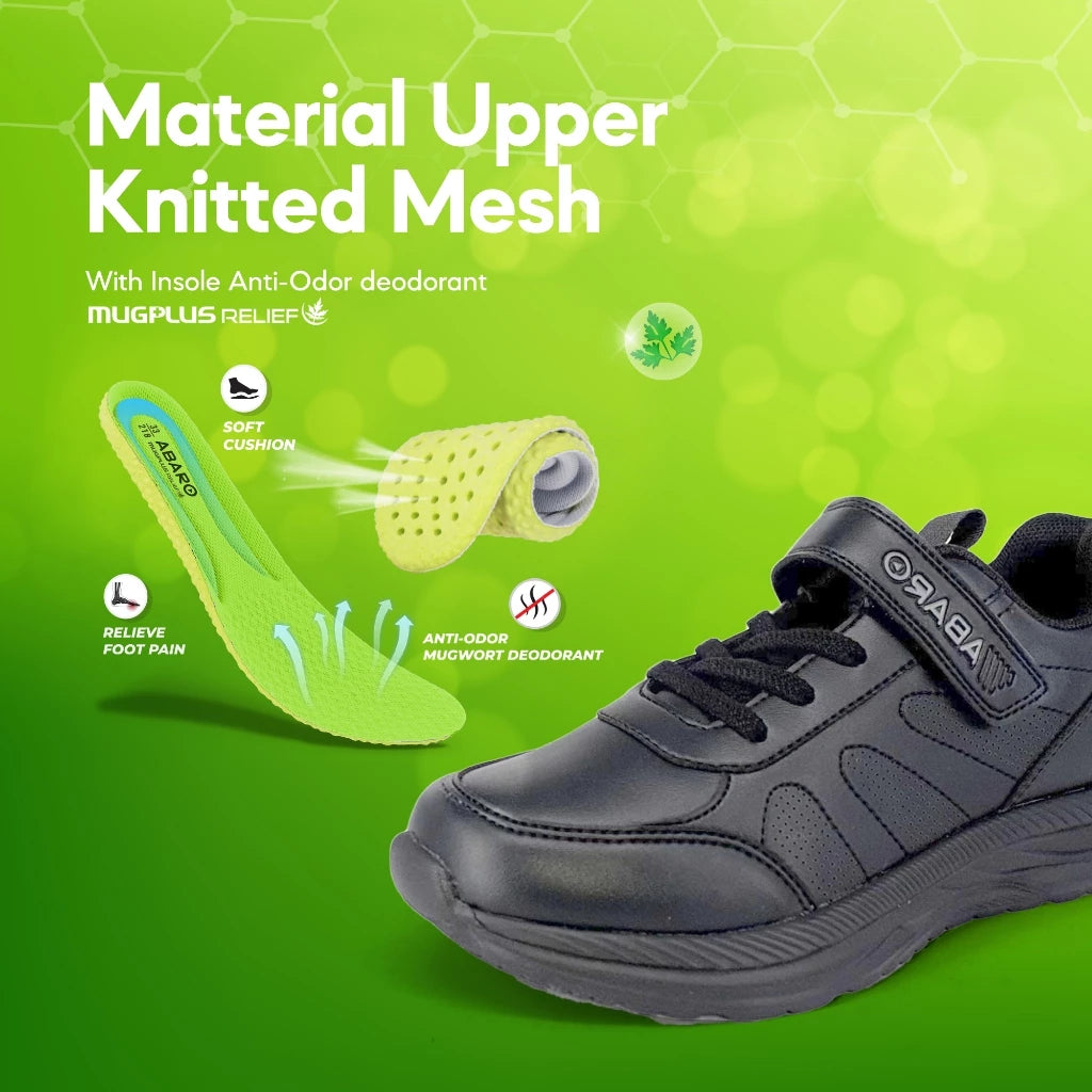ABARO NameTech 2818N School Shoes Black Name Your Shoes/Kasut Sekolah Hitam/Kasut Budak/??