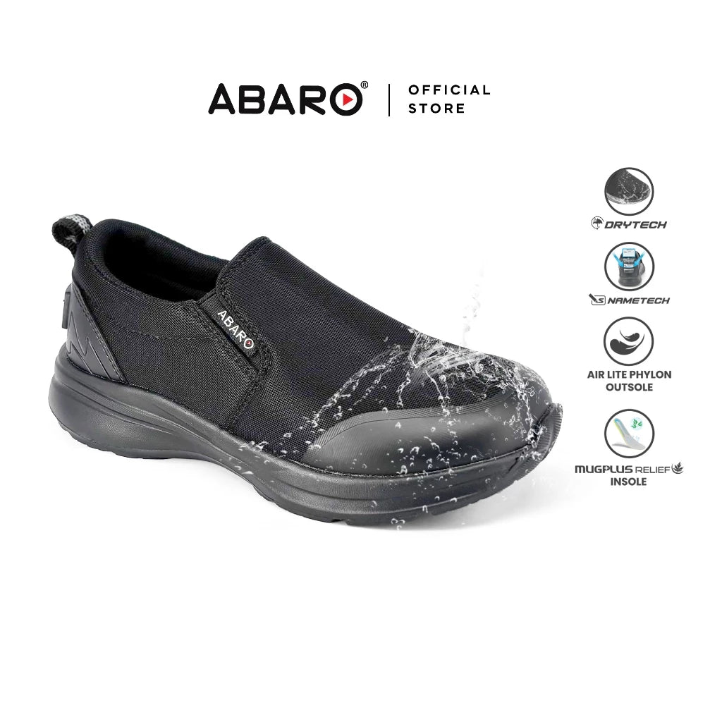 Abaro DryTech W2889N Water Resistant Canvas Shoe/Kasut Kalis Air /School Shoes/Kasut Sekolah Hitam
