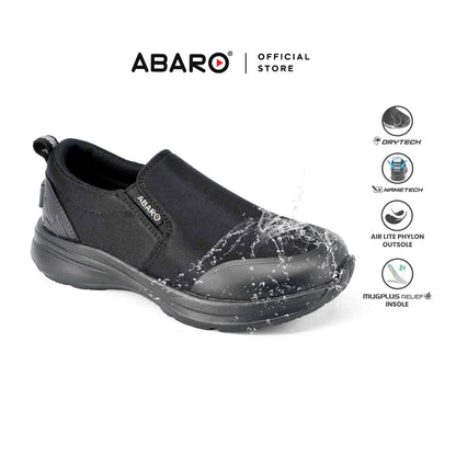 Abaro DryTech W2889N Water Resistant Canvas Shoe/Kasut Kalis Air /School Shoes/Kasut Sekolah Hitam