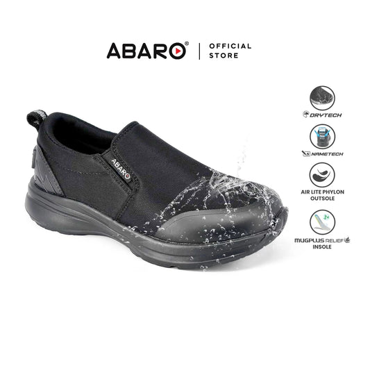 Abaro DryTech W2889N Water Resistant Canvas Shoe/Kasut Kalis Air /School Shoes/Kasut Sekolah Hitam