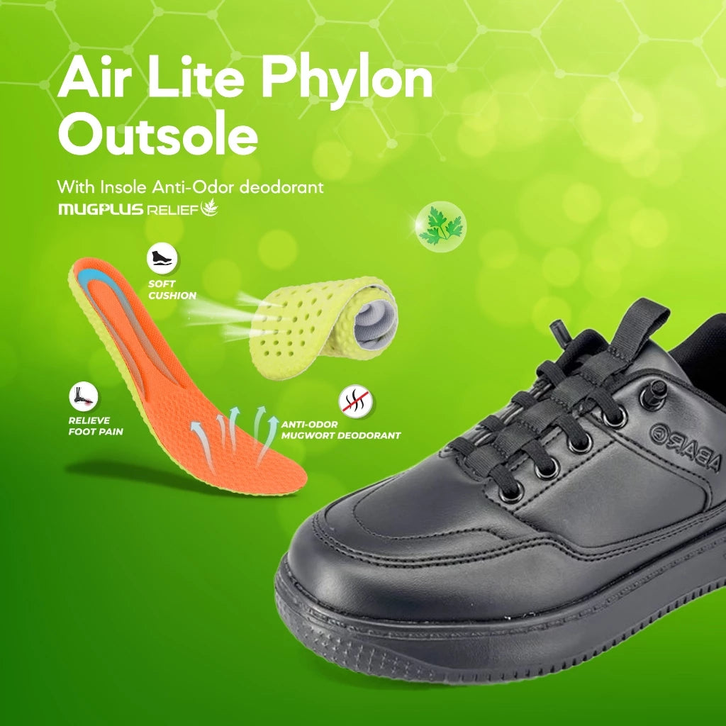 ABARO NameTech 2913N School Shoes Black Name Your Shoes/Kasut Sekolah Hitam/Kasut Budak