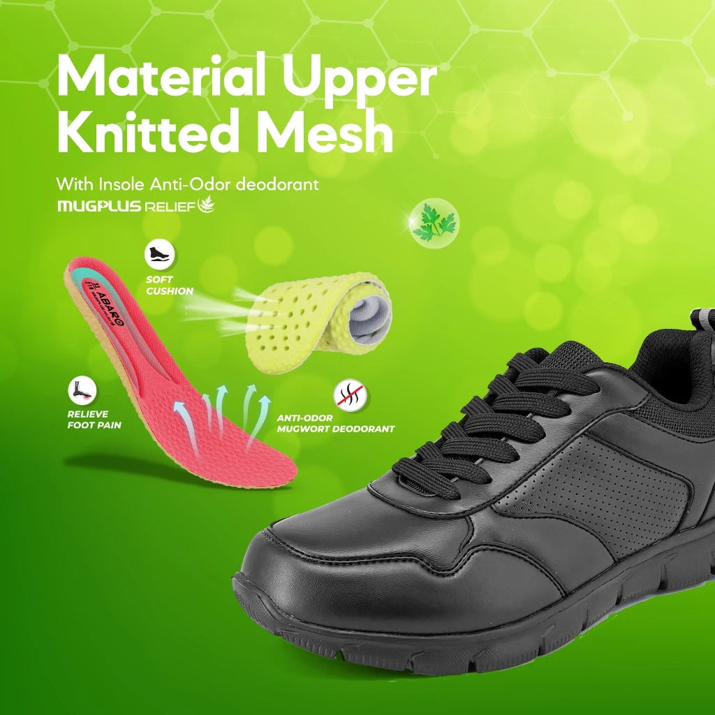 ABARO 2855 Mugwort Insole Super Comfy/School Shoes/Kasut Sekolah Hitam