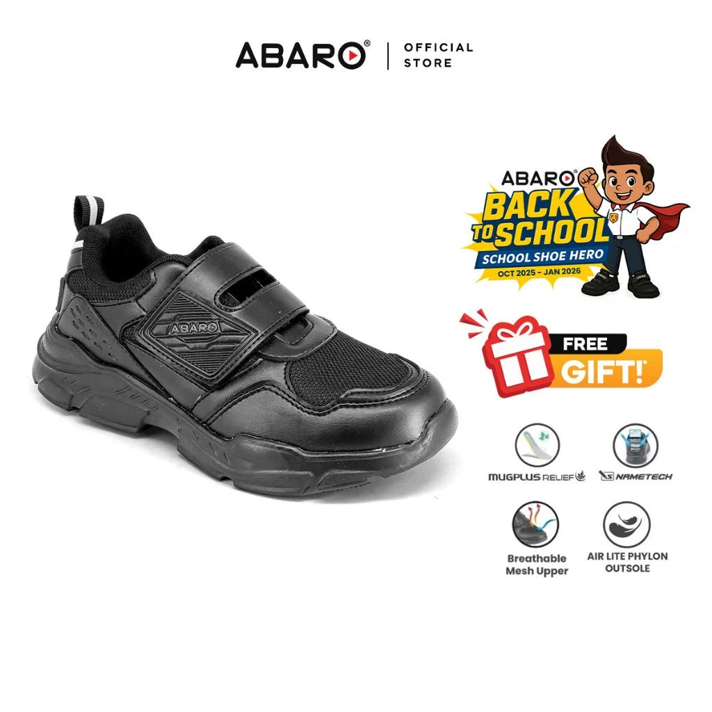 ABARO Breathable Mesh 2817N School Shoes Black Name Your Shoes/Kasut Sekolah Hitam/Kasut Budak/??