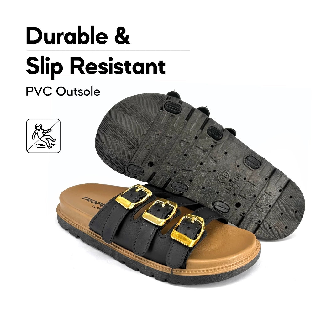 [ONLINE EXCLUSIVE] ABARO Comfy & Stylish 99PSA664K4 TROPIX Durable and Lightweight PVC /Women Slipper/Sandal Perempuan