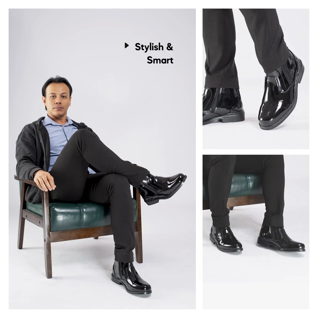 ABARO Men Faux Leather PBA731E7 Comfort Ankle Boots Formal Shoes/Kasut Kilat Kulit/Kasut Potong Polis/SWAT Boots/????