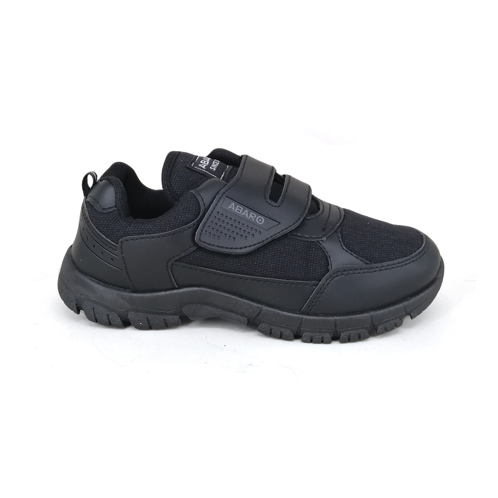 ABARO - Black School Shoes ABARO 2328 Canvas + PVC Primary/Secondary Unisex