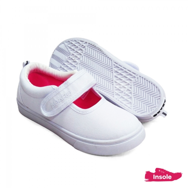 ABARO - White School Shoes Canvas Pre-School/Primary Girls 2512