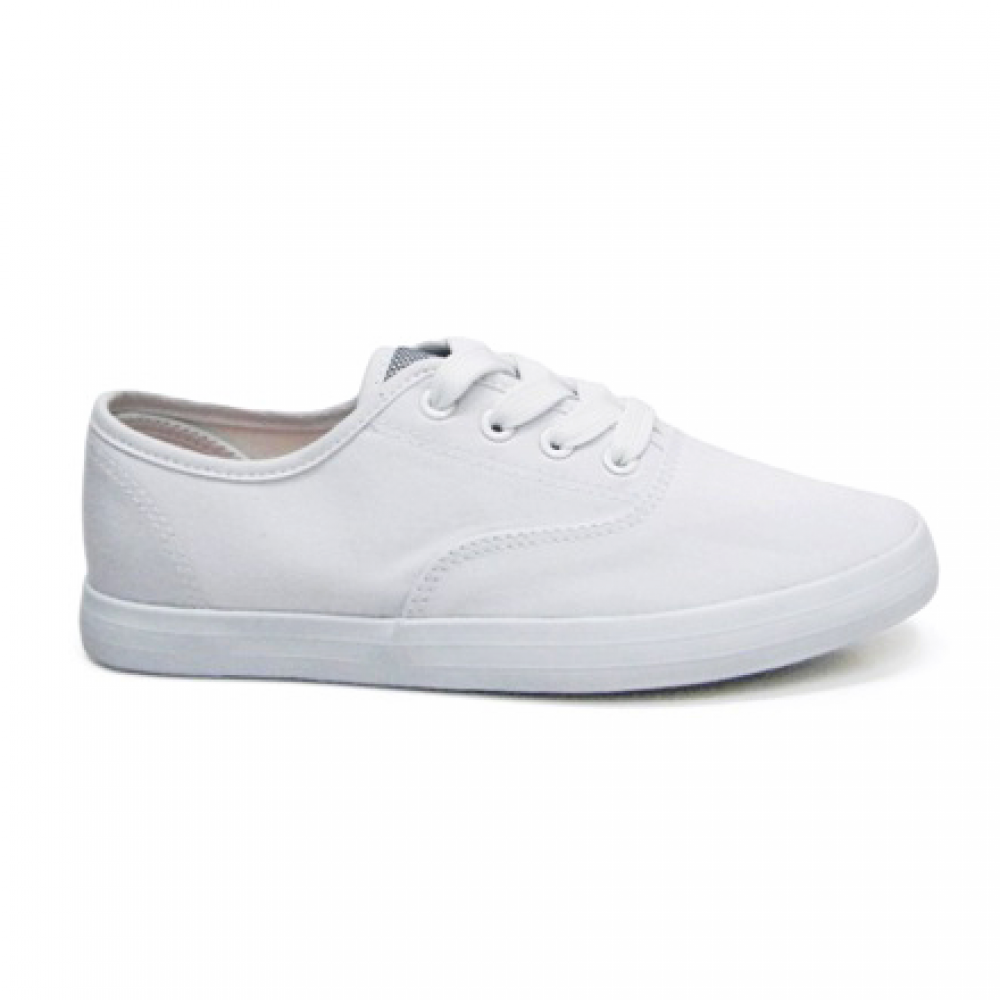 ABARO - White Canvas Secondary School Shoes Ladies 6263