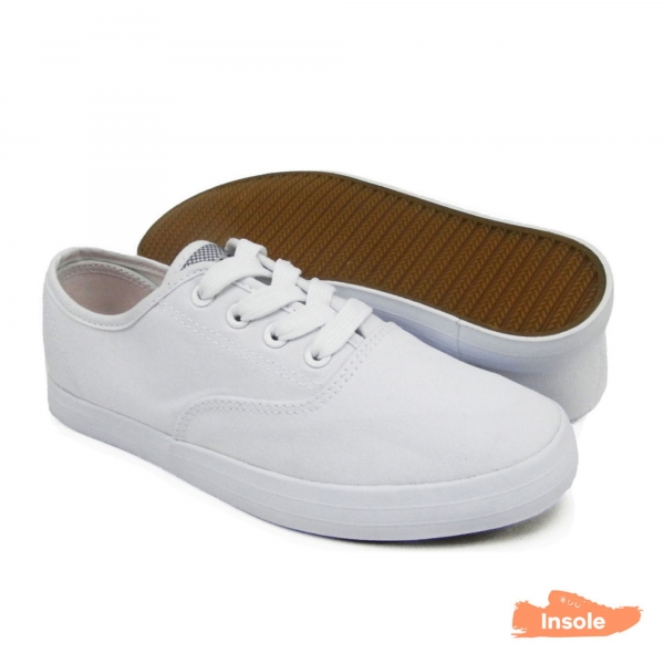 ABARO - White Canvas Secondary School Shoes Ladies 6263