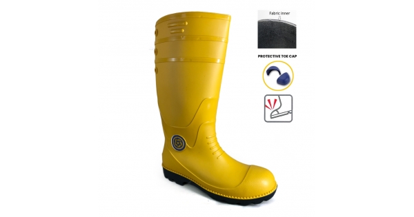 Calf Rain Boots Steel Toe Cap (STC) Korakoh M808 Yellow EN ISO 20345